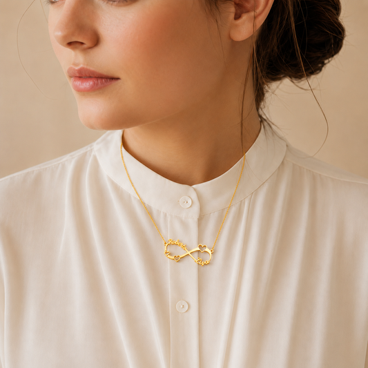 Collier Personnalisé Femme | Collier Infini avec Prénoms Gravés | Cadeau Émotionnel pour Maman 2