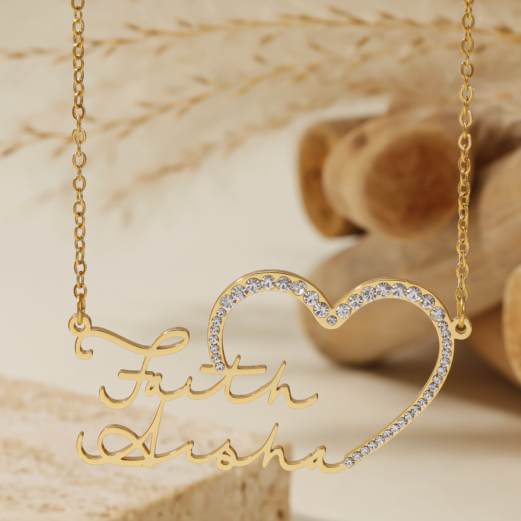 Collier Personnalisé Iced Heart avec Double Script pour Cadeau Unique 4