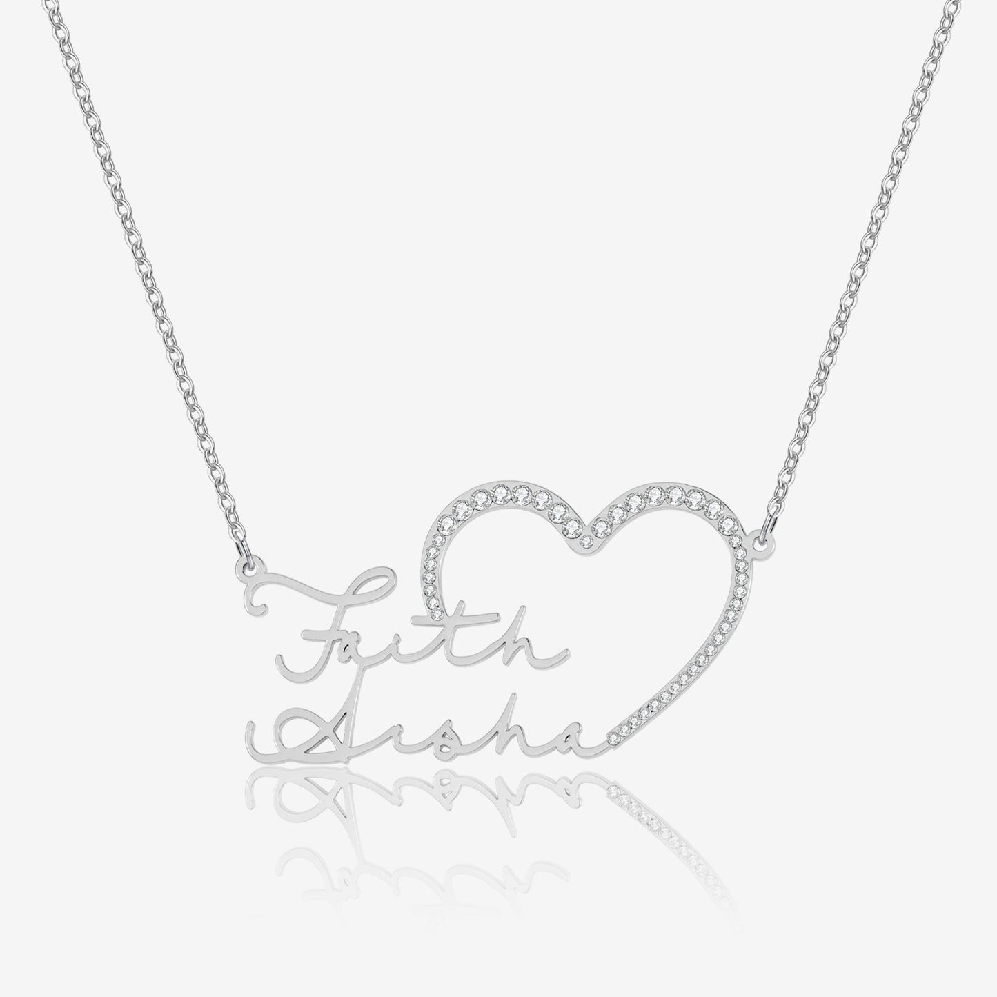 Collier Personnalisé Iced Heart avec Double Script pour Cadeau Unique 5