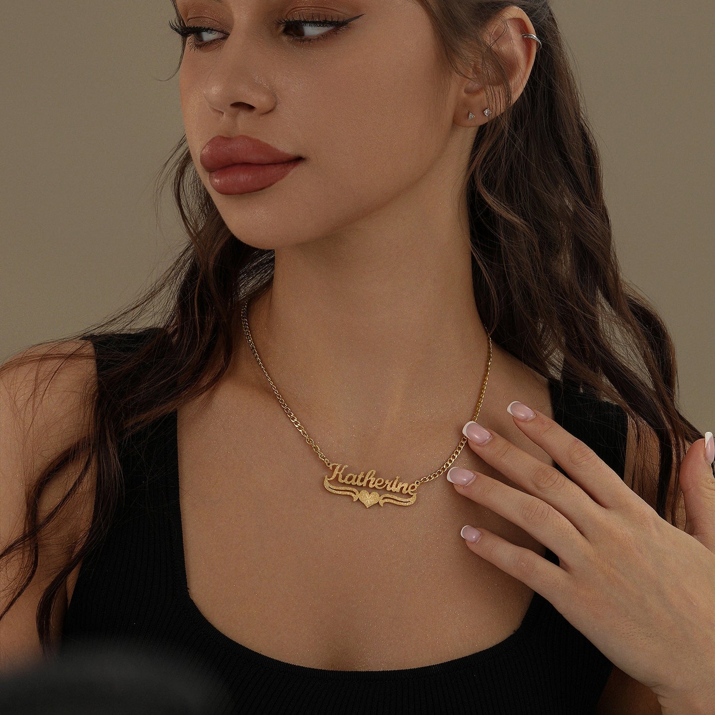 Collier Personnalisé Prénom | Collier Femme en Argent avec Cœur Découpé | Cadeau Unique pour Elle 4