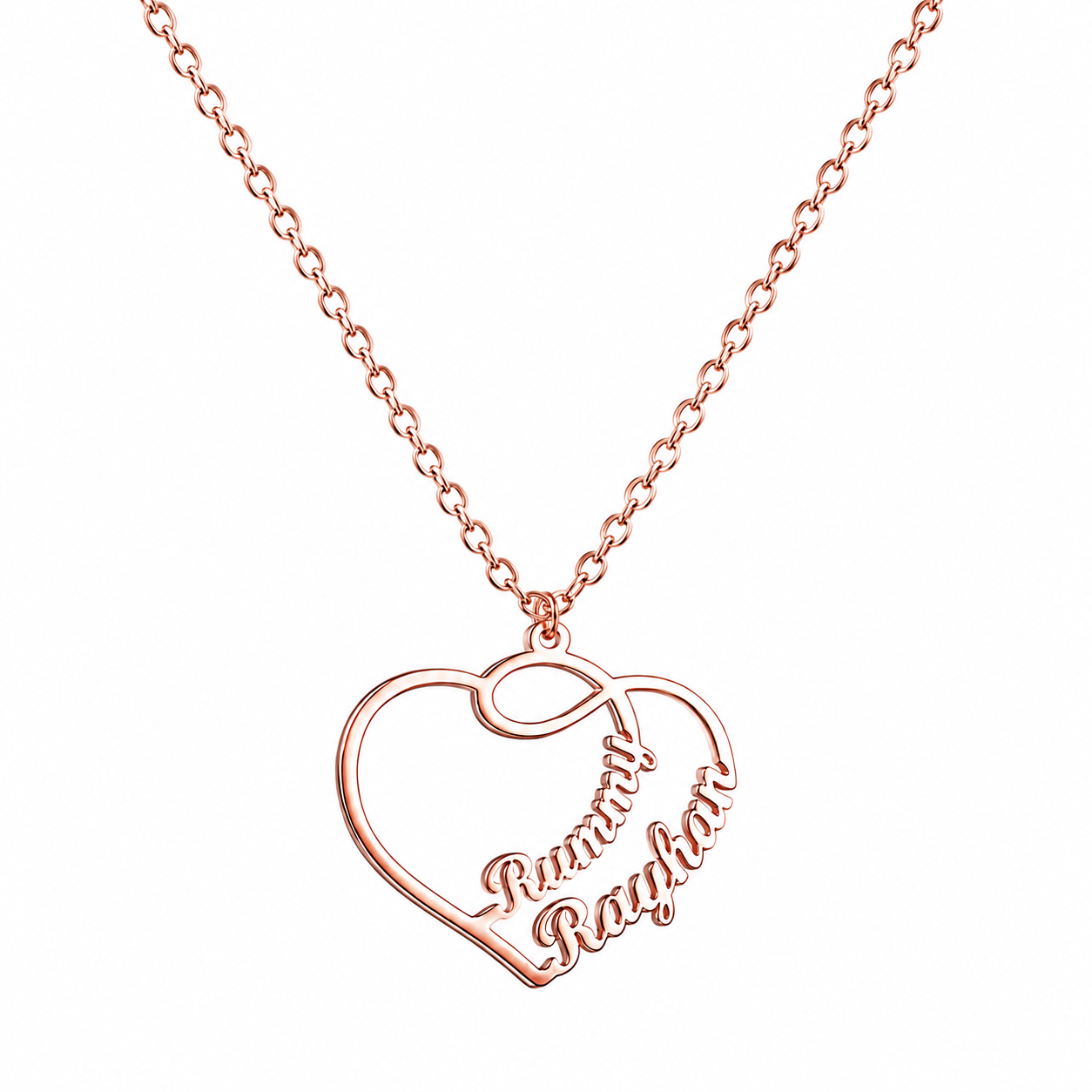 Collier Personnalisé Prénom Cœur en Acier Inoxydable - Pendentif Unique pour Maman avec Deux Prénoms Gravés 5