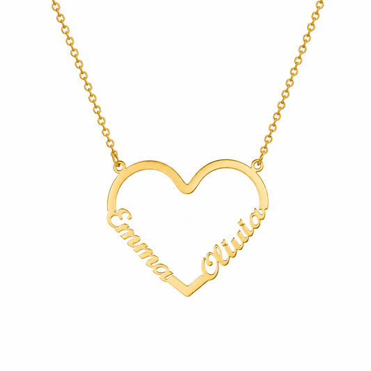 Collier Personnalisé Prénom Cœur en Acier Inoxydable Plaqué Or 18K | Cadeau Émotionnel pour Maman 1