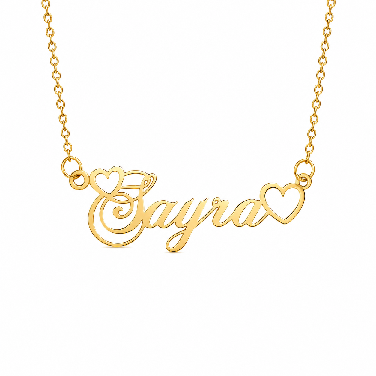 Collier Personnalisé Prénom Double Cœur Ajouré en Acier Inoxydable | Bijou Élégant pour un Cadeau Unique 1