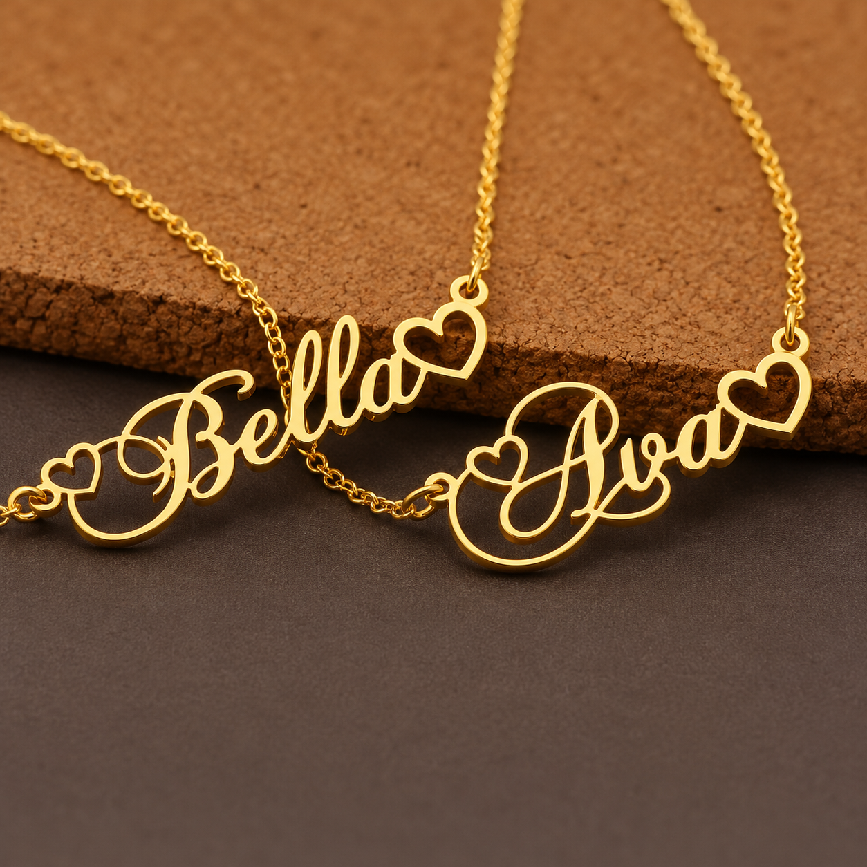 Collier Personnalisé Prénom Double Cœur Ajouré en Acier Inoxydable | Bijou Élégant pour un Cadeau Unique 4