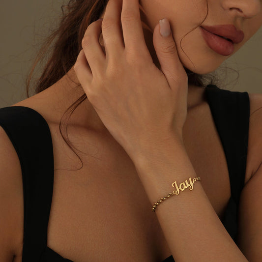 Ibaal | Bracelet Personnalisé Femme en Acier Inoxydable avec Prénom | Finition Or, Argent ou Or Rose pour Un Cadeau Unique 2