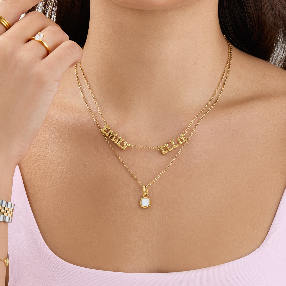 Ibaal | Collier Personnalisé Prénom en Or 18K avec Jusqu'à 3 Prénoms | Cadeau Émotionnel pour Maman 3