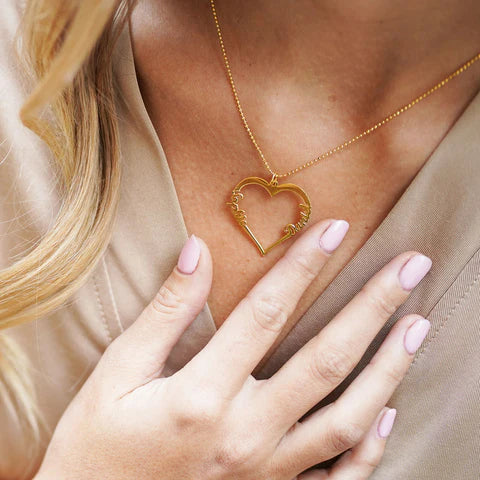 Collier Personnalisé Cœur avec 2 Prénoms Gravés | Bijou Élégant pour Maman et Couple 4