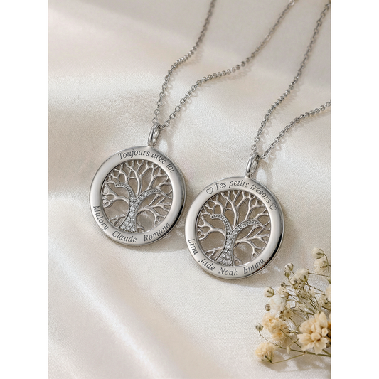 Arbre de Vie | Collier Personnalisé Prénom en Or 18K avec Pendentif Éclatant | Bijou Unique pour Femme 2