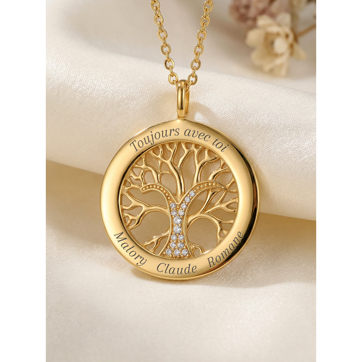 Arbre de Vie | Collier Personnalisé Prénom en Or 18K avec Pendentif Éclatant | Bijou Unique pour Femme 4