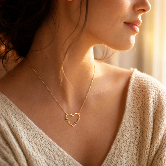 Collier Personnalisé Prénom Cœur en Acier Inoxydable Plaqué Or 18K | Cadeau Émotionnel pour Maman 4