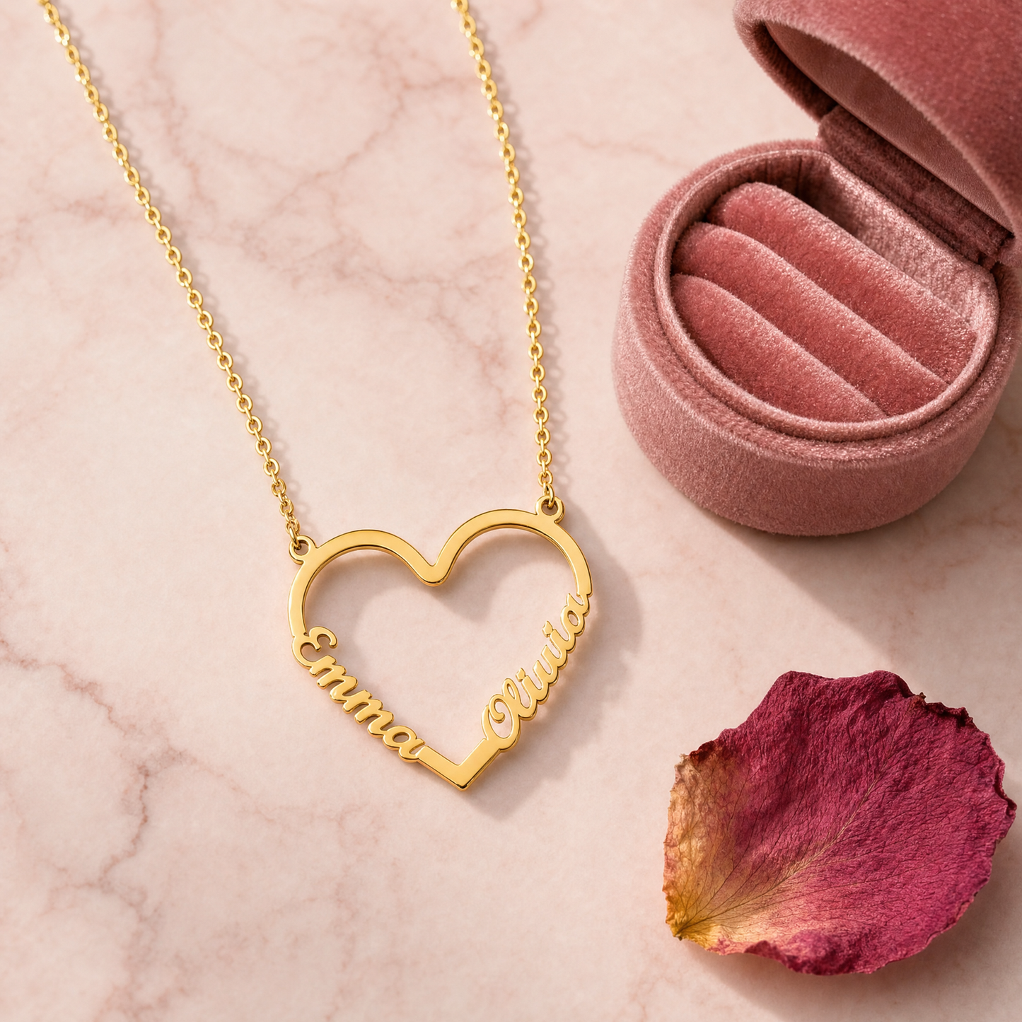 Collier Personnalisé Prénom Cœur en Acier Inoxydable Plaqué Or 18K | Cadeau Émotionnel pour Maman 5