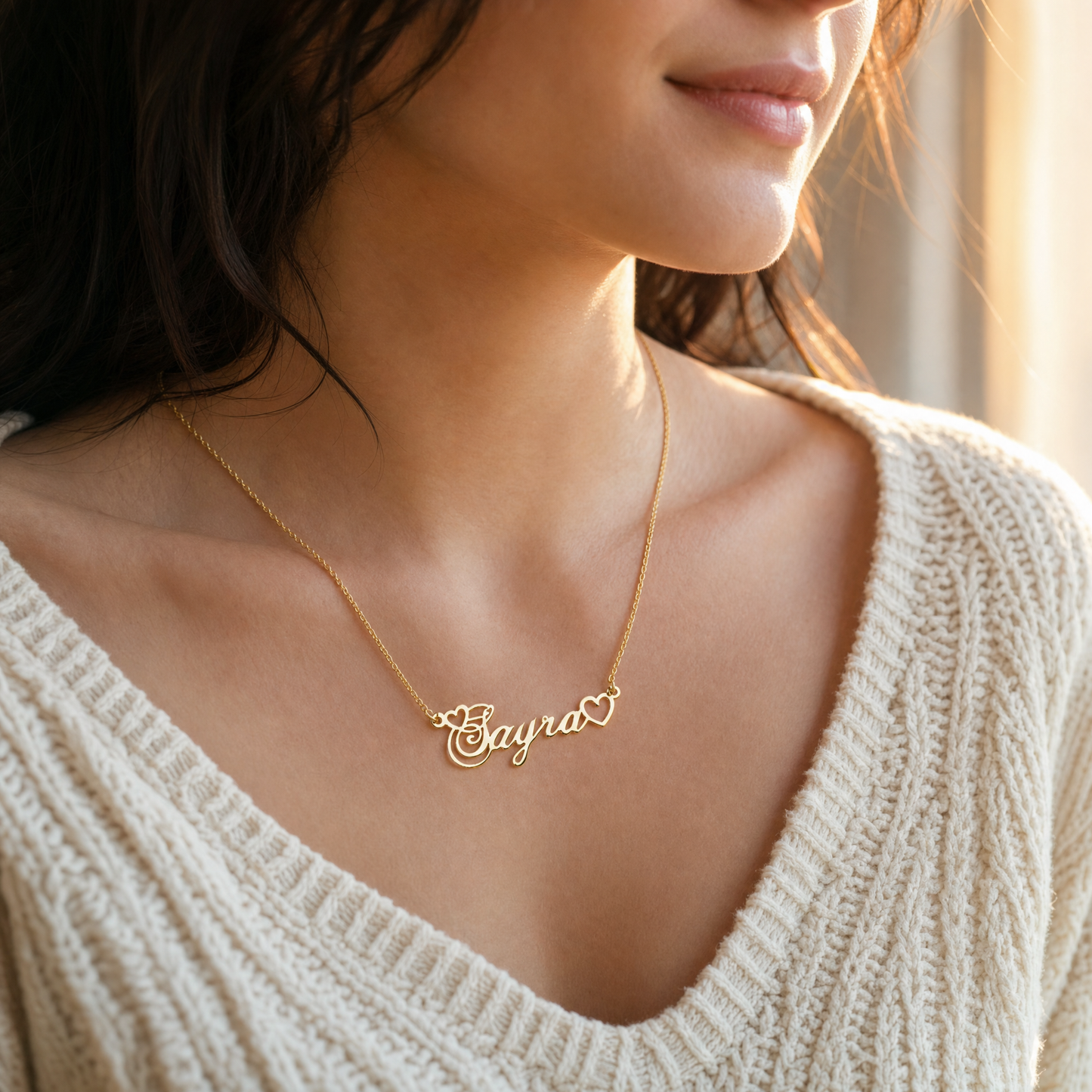 Collier Personnalisé Prénom Double Cœur Ajouré en Acier Inoxydable | Bijou Élégant pour un Cadeau Unique 2