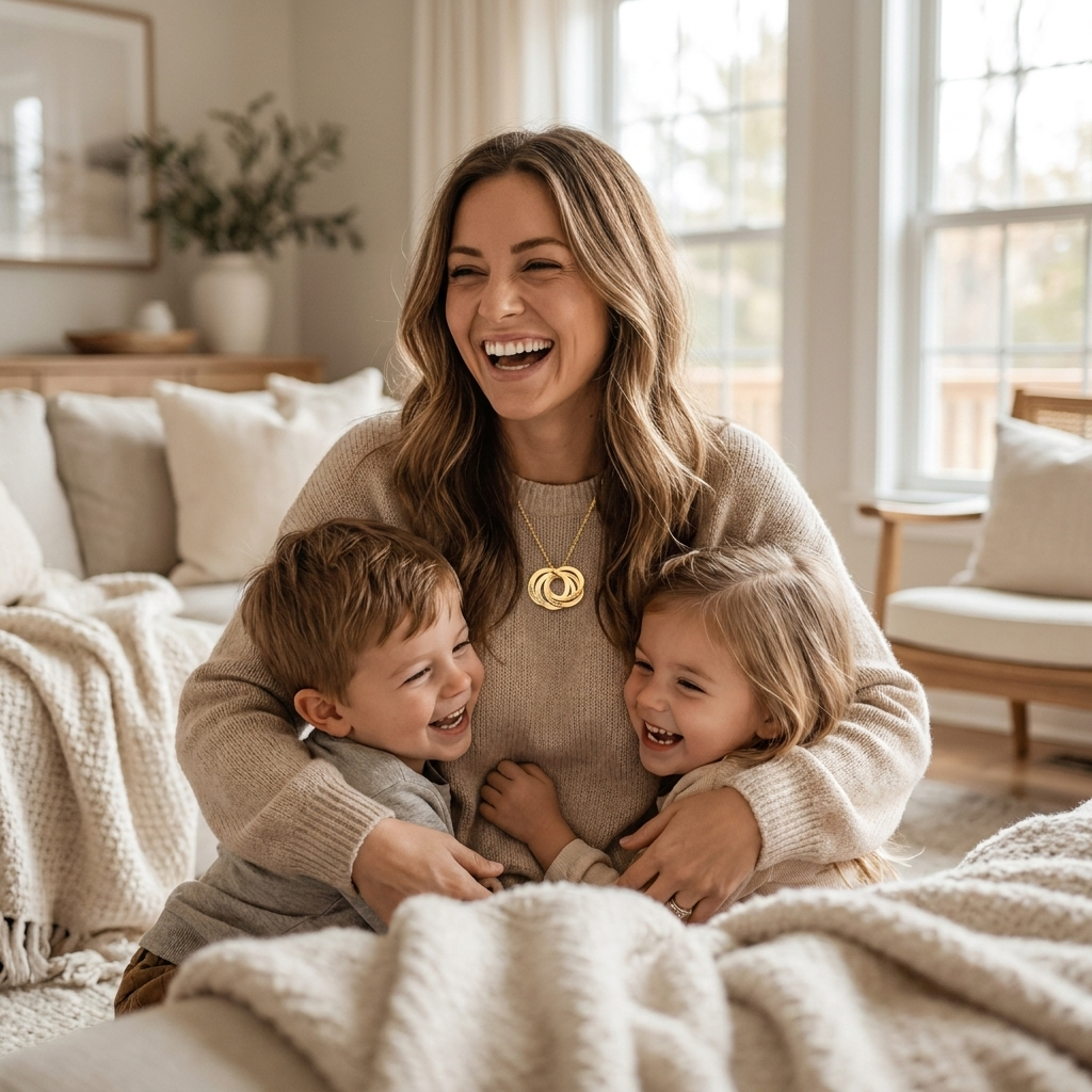 Collier Personnalisé Prénom Femme avec Cercles Entrelacés en Acier Inoxydable - Bijou Émotionnel pour Maman 4