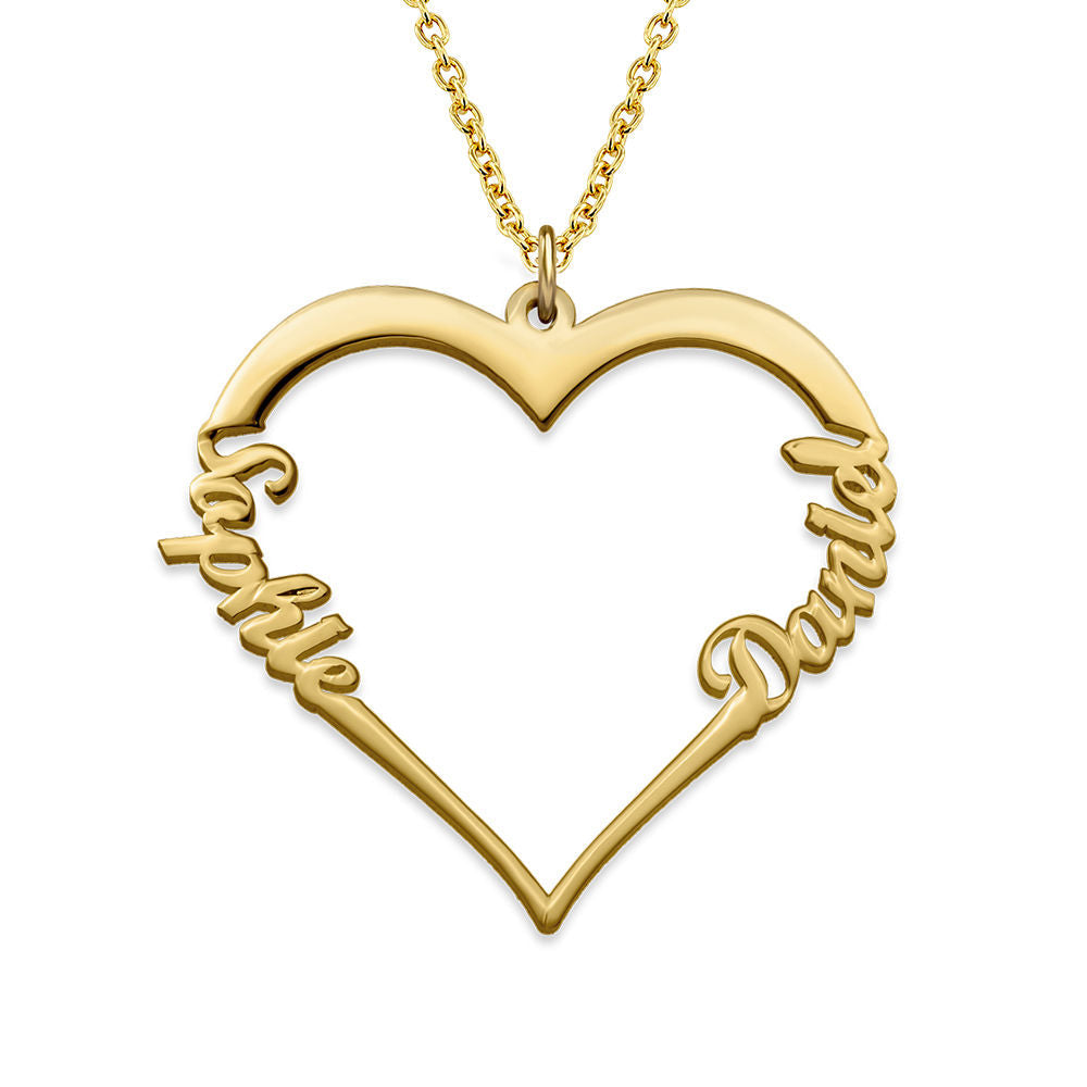 Collier Personnalisé Cœur avec 2 Prénoms Gravés | Bijou Élégant pour Maman et Couple 1