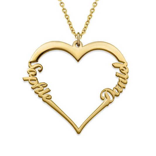 Collier Personnalisé Cœur avec 2 Prénoms Gravés | Bijou Élégant pour Maman et Couple 1