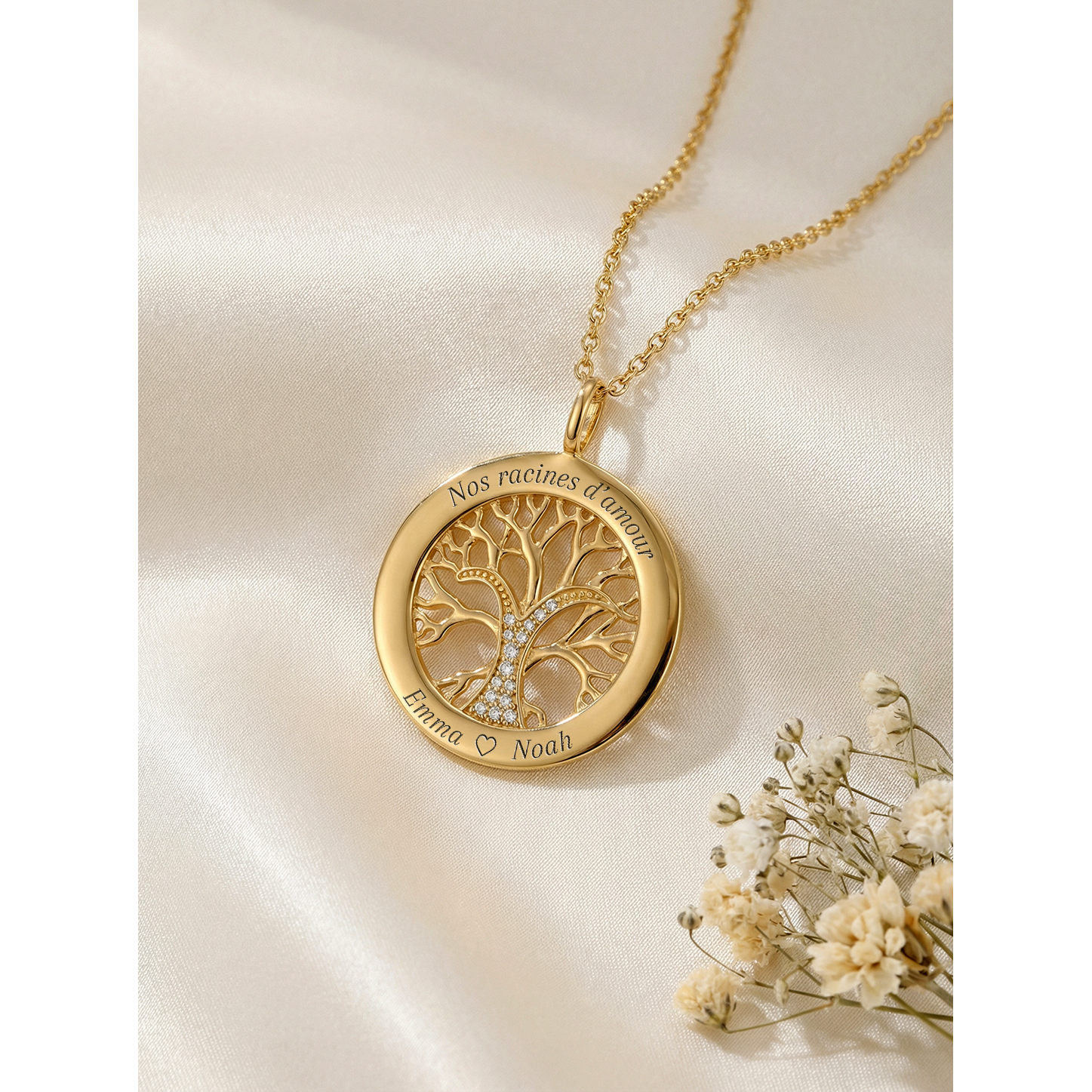 Arbre de Vie | Collier Personnalisé Prénom en Or 18K avec Pendentif Éclatant | Bijou Unique pour Femme 8